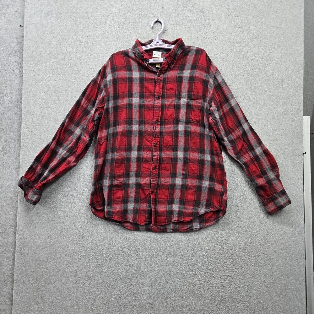 The Foundry Supply Co. Men Button Up Shirt XLT Red Plaid Flannel Casual Grunge